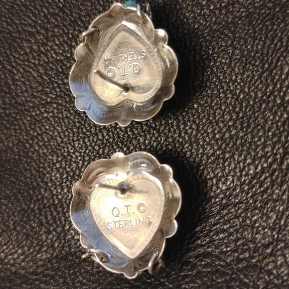 T.Q. Quoc Turquoise Inc Sterling and Turquoise Heart Post Earrings - Picture 5 of 10